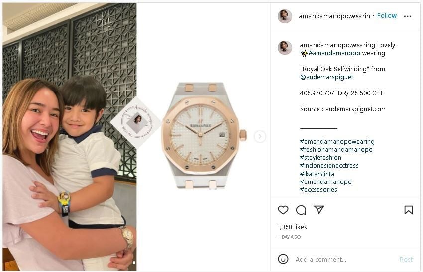 Harga Jam Tangan Amanda Manopo Hampir Setengah Miliar Rupiah (instagram.com/amandamanopo.wearing)