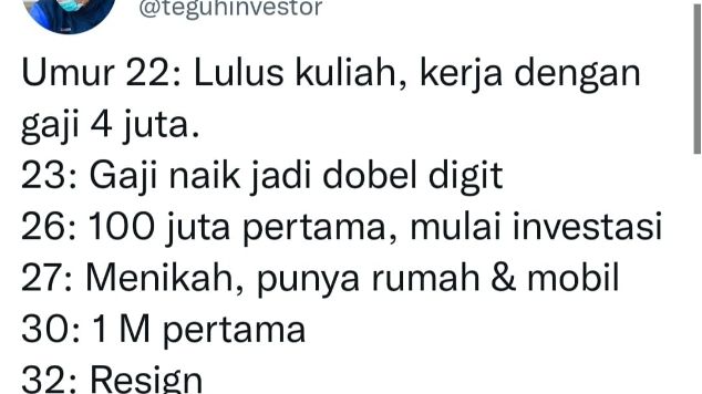 Cuitan viral soal gaji dua digit jadi trending topic. (Twitter/@teguhinvestor)