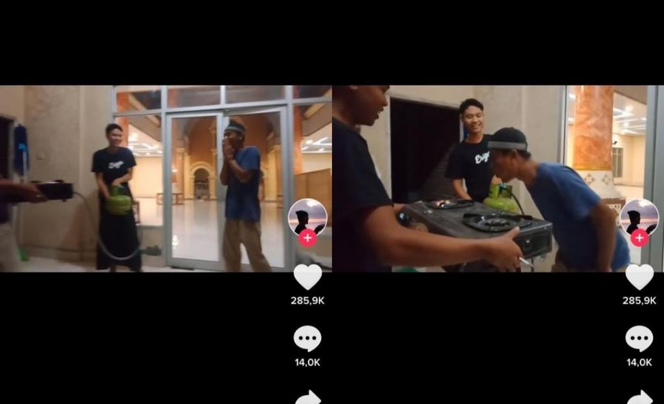 Beri Kejutan Tiup Lilin, Aksi Geng Bujang Susah Payah Bawa Kompor Dua Tungku Jadi Sorotan (TikTok)