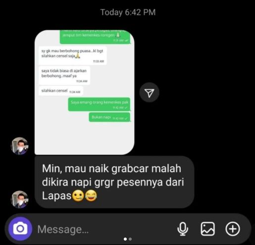 Gegara Pesan dari Lapas, Customer Disangka Napi oleh Driver Ojol. (Instagram/dramaojol.id)