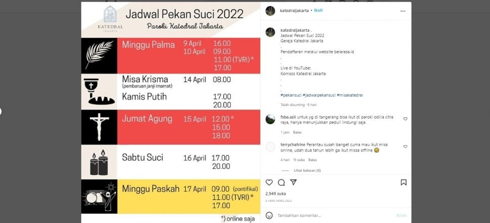 Jadwal Dan Live Streaming Misa Jumat Agung 2022 Hingga Minggu Paskah Di ...