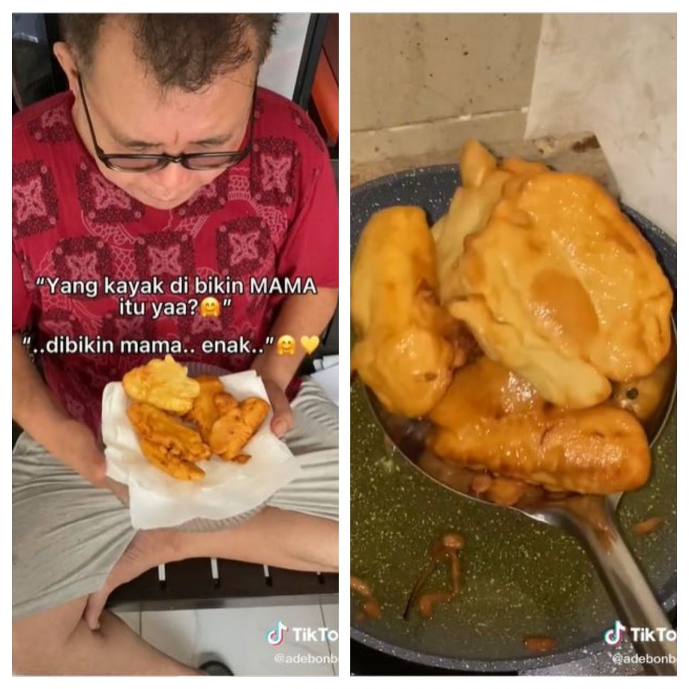 Ayah teringat pisang goreng buatan istri (TikTok @adebonbon)