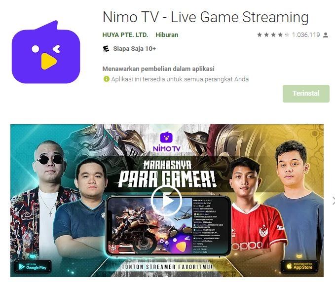 Ilustrasi Nimo TV. (Google Play)