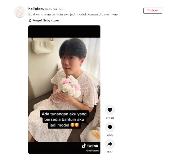 Viral model fesyen ternyata suami sendiri. (Dok. TikTok)