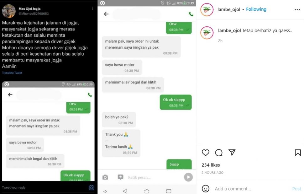 Viral Driver Ojol Dapat Orderan Menemani Pelanggan Iring-iringan di Jalan (instagram/@lambe_ojol)