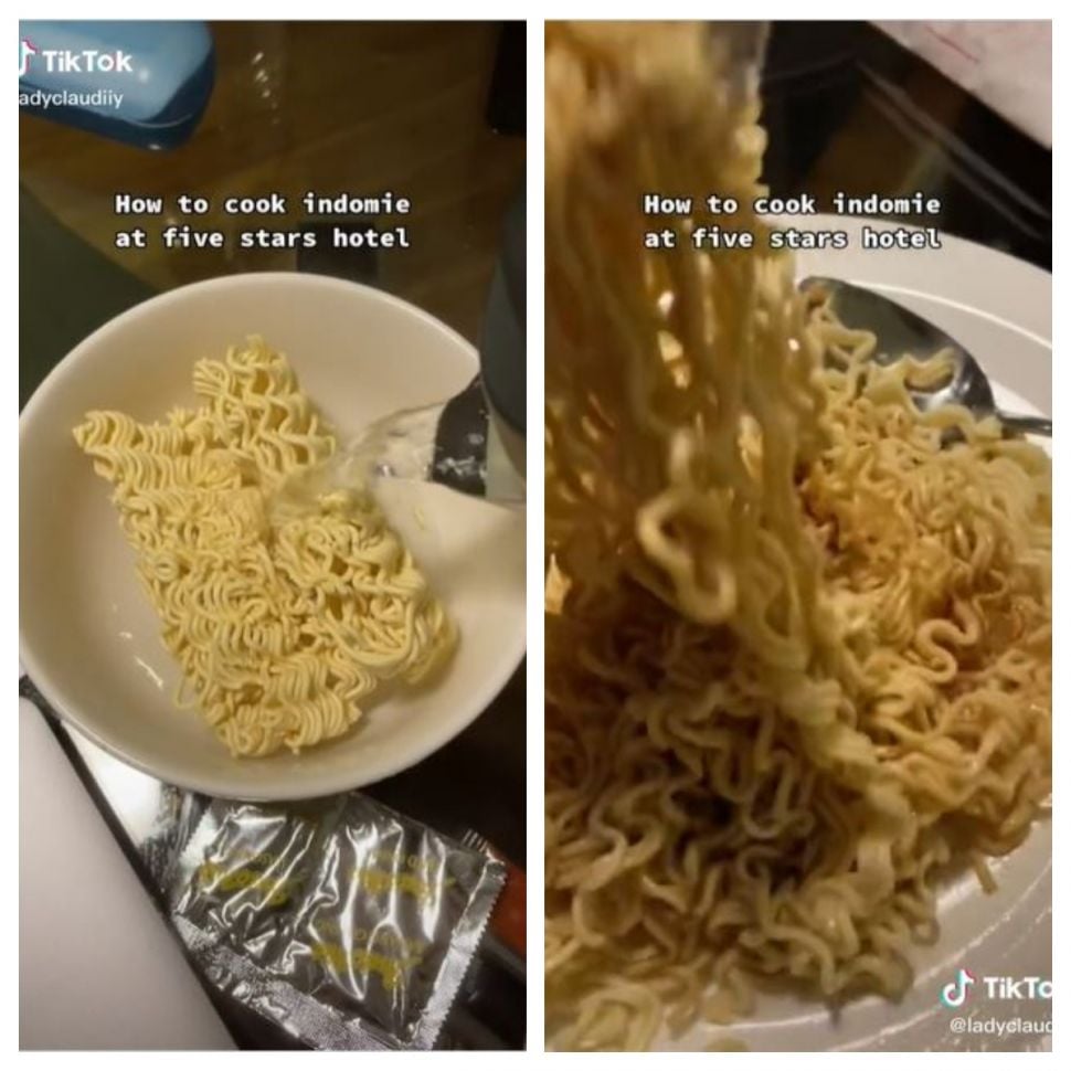 Cara masak mi instan di hotel bintang 5 (TikTok @ladyclaudiiy)