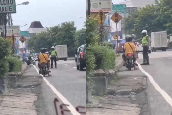 Pemotor Baru Keluar ke Jalan Langsung Disetop Polisi Gegara Tak Pakai Helm (instagram/@yogyakarta.keras)