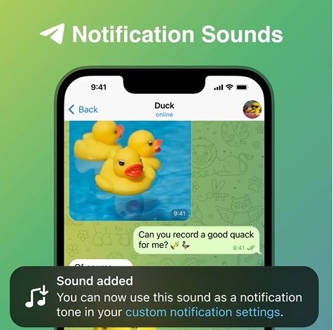 Fitur baru Telegram, Ubah Suara Notifikasi. [Telegram]