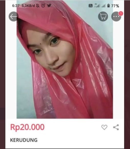 Viral Kerudung dari Bahan Plastik di Toko Online (twitter.com/txtdarionlshop)