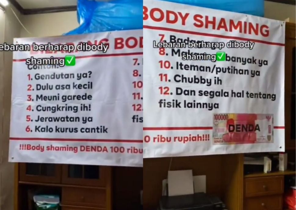 Banner poster aturan body shaming kena denda. (Instagram/underc0ver.id)