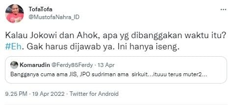 Cuitan Mustofa Nahrawardaya (twitter.com/MustofaNahra_ID/)