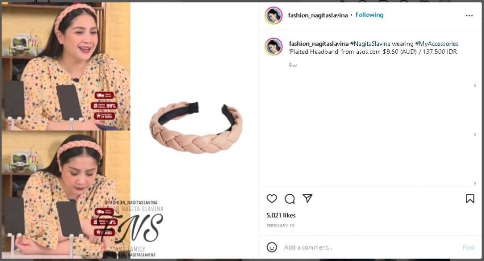 5 Koleksi Bando Nagita Slavina (instagram.com/fashion_nagitaslavina)