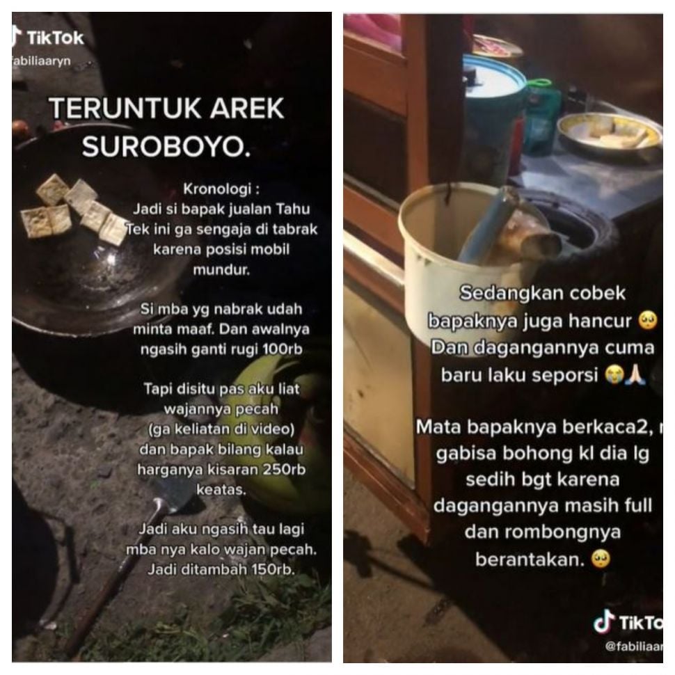 Tahu tek ditabrak mobil (TikTok @fabiliaaryn)