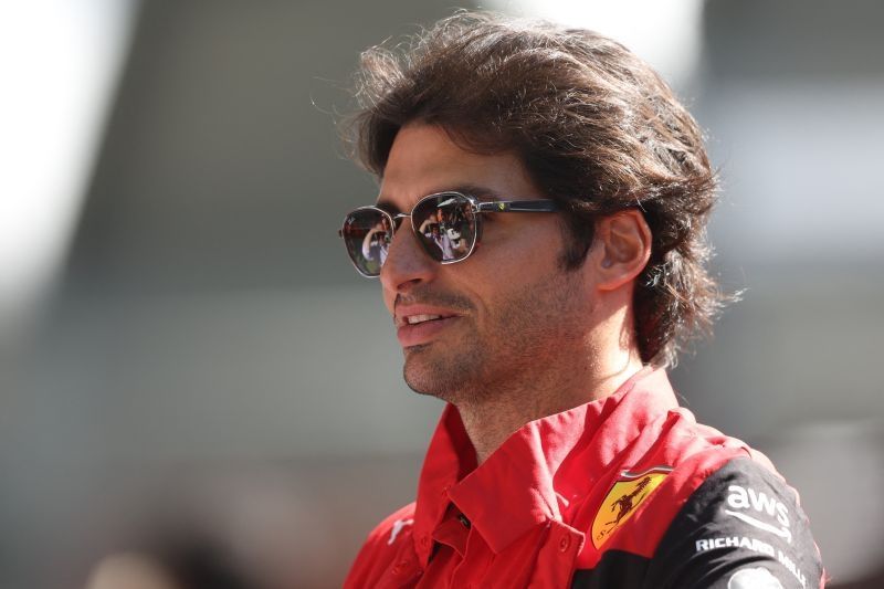 Pebalap Ferrari Carlos Sainz di Grand Prix Australia, Sirkuit Melbourne Grand Prix. (7/4/2022) (ANTARA/REUTERS/MARTIN KEEP)