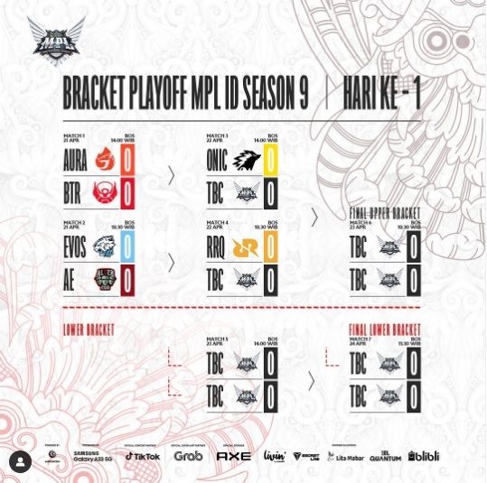 Jadwal Playoff MPL ID Season 9. [Instagram/@mpl.id.official]