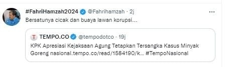 Cuitan Fahri Hamzah (twitter.com/Fahrihamzah)