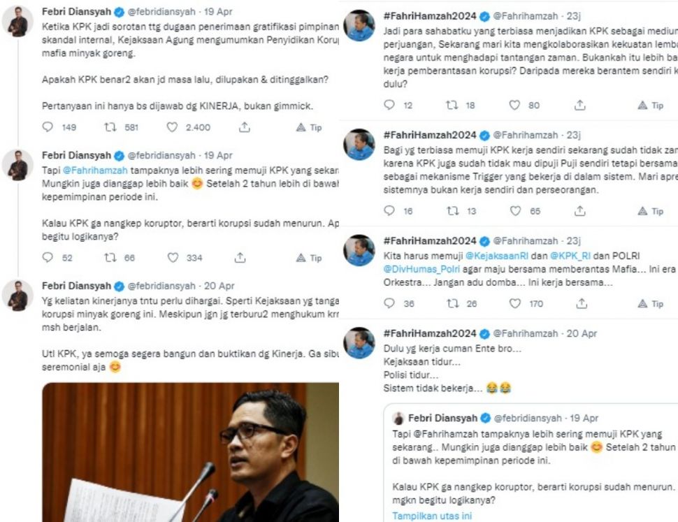 Cuitan Febri Diansyah dan Fahri Hamzah