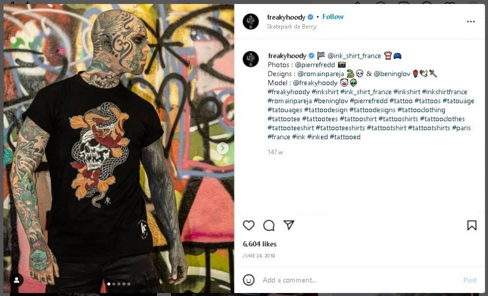 Sylvain Helaine, Pria Bertato yang Dijuluki Guru Paling Menyeramkan (instagram.com/freakyhoody)