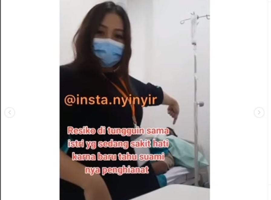 Publik dihebohkan oleh serangkaian video yang viral di media-media sosial, Jumat (22/4/2022), berisi seorang istri malah joget-joget saat menunggui suaminya dirawat di rumah sakit. [Instagram]