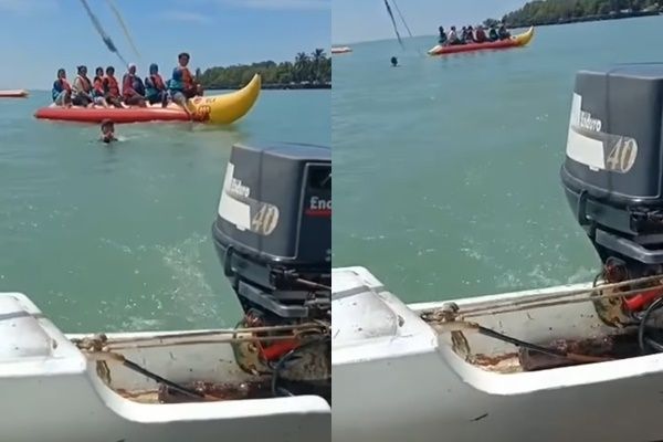 Viral Perahu Motor Jalan Sendiri Bikin Emak-emak Panik (instagram/@gojek24jam)