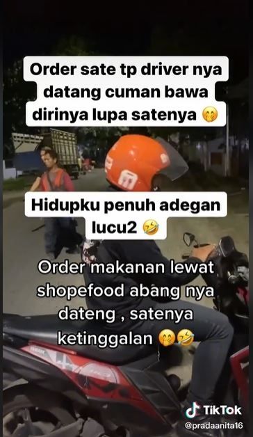 Driver lupa bawa makanan pesanan (TikTok @pradaanita16)