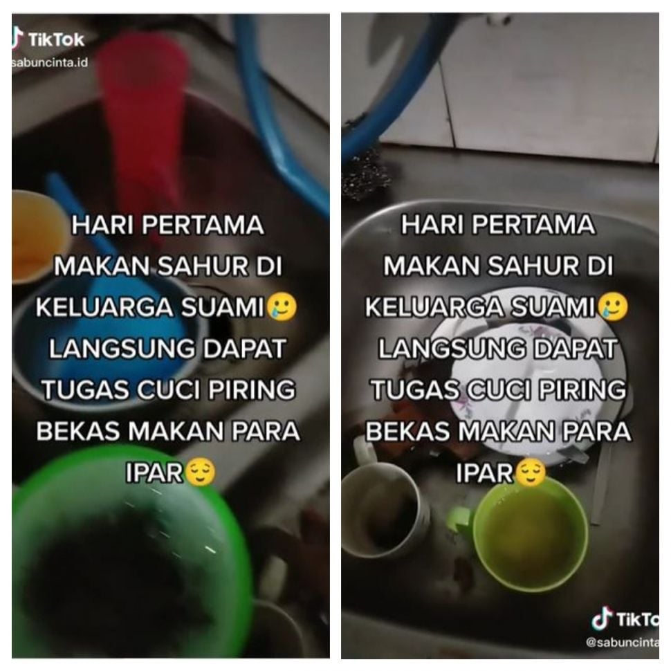 Curhat cuci piring di rumah mertua (TikTok @sabuncinta.id)