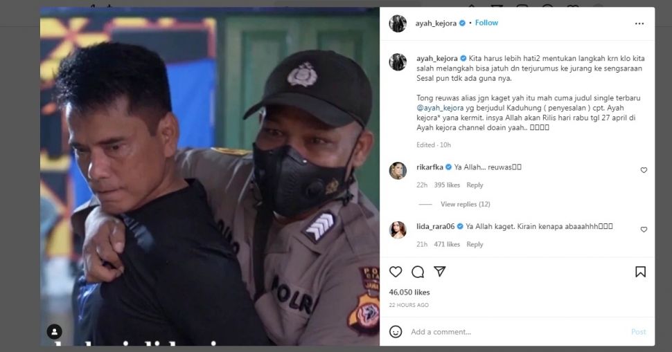 Unggahan Ayah Lesti Kejora, Endang Mulyana [Instagram/ayah_kejora]