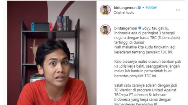 Aksi Kocak Bintang Emon Sindir Anak Muda Lebih Tahu TBL Ketimbang TBC. (Instagram/@bintangemon)