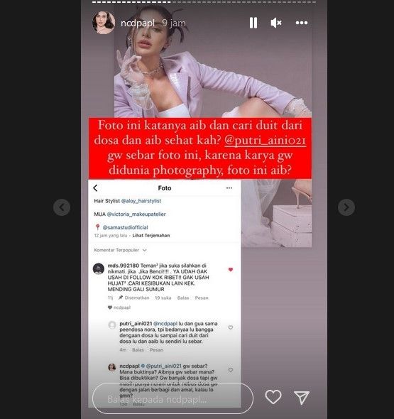 Nora Alexandra dicap mencari nafkah dari dosa, karena menjadi seorang model. [Instagram]