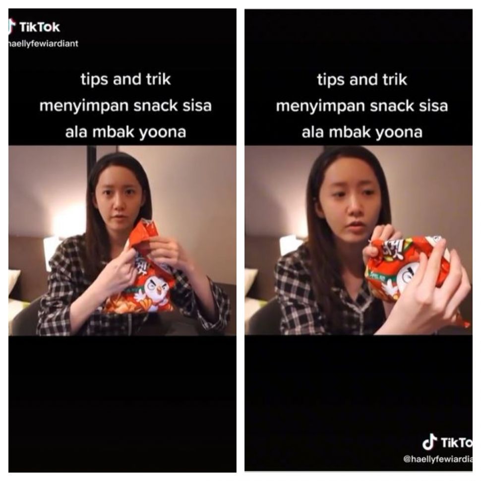 Cara menyimpan sisa camilan tanpa karet (TikTok @haellyfe)