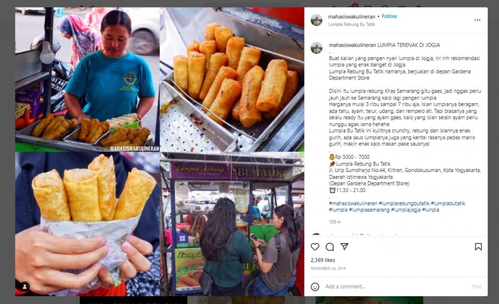 Lumpia Rebung Bu Tatik, kuliner populer dekat Artotel Suites Bianti Hotel Yogyakarta