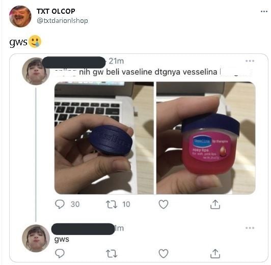 Beli Pelembap Bibir Vaseline, yang Datang Malah Begini (twitter.com/txtdarionlshop)