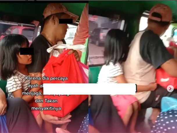 Momen Anak Peluk Erat Ayah saat di Angkutan Umum. (Instagram/insta_julid)