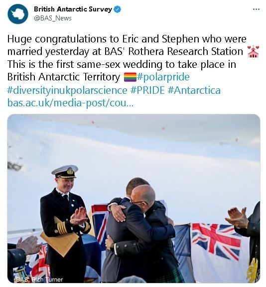 Pasangan Sesama Jenis Menikah di Antarktika (twitter.com/BAS_News)