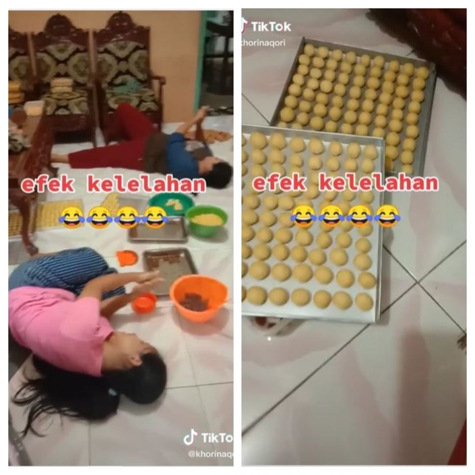 Bikin nastar sambil rebahan (TikTok @khorinaqori)