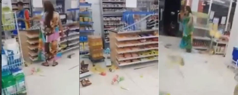 Perempuan ngamuk di minimarket gegara plastik (Instagram/suarabergema2)