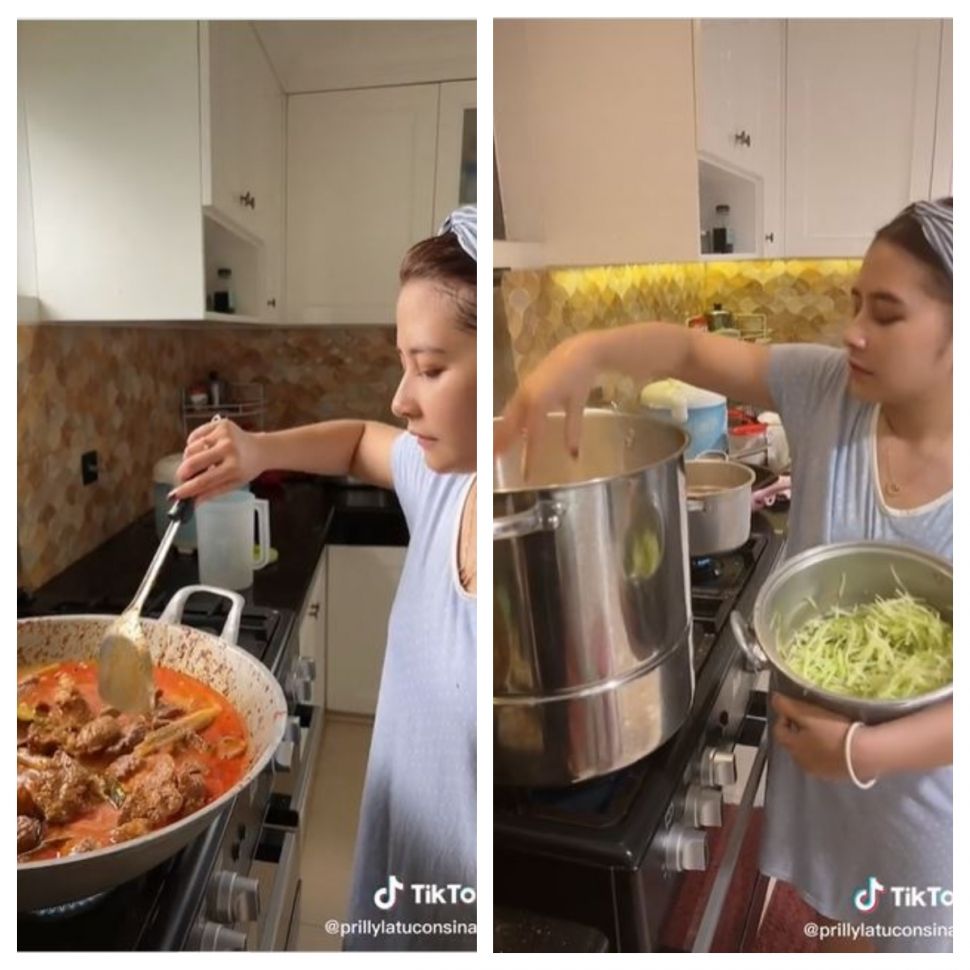 Prilly latuconsina masak menu lebaran (TikTok @prillylatuconsina15)