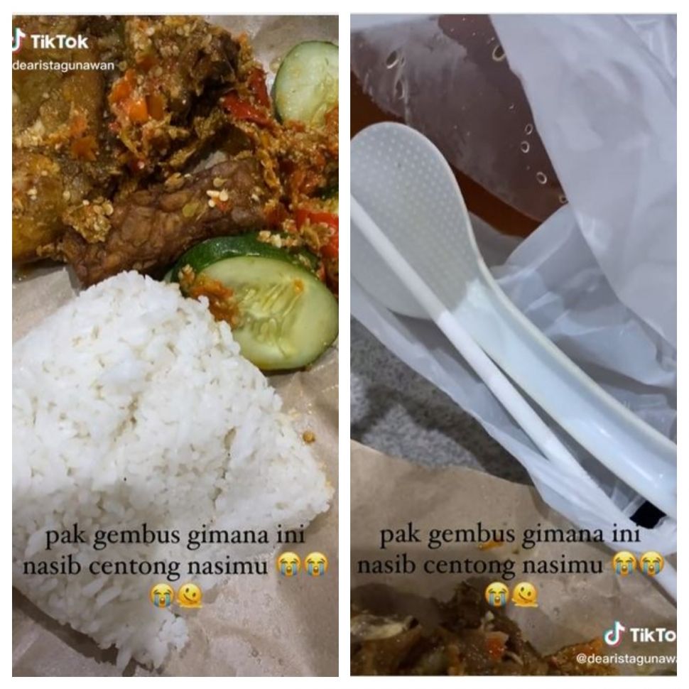 Ayam gepuk dengan centong nasi (TikTok @dearistagunawan)