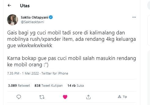 Kehilangan 4 kilogram rendang jelang lebaran (Twitter @Saktiaoktavni)