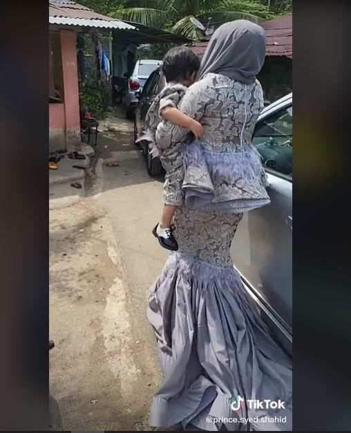 Viral Wanita Pakai Gaun Model Mermaid saat Lebaran (tiktok.com/prince.syed.shahid)