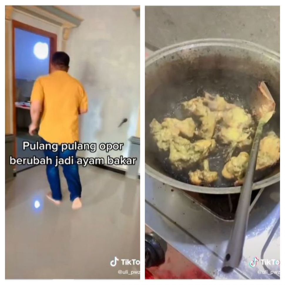 Lupa sedang memanaskan opor ayam (TikTok @uli_pwzyz)