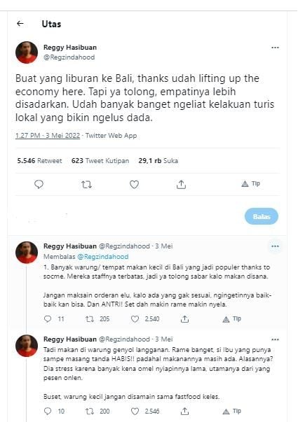 Turis lokal di Bali diminta lebih berempati (Twitter @Regzindahood)