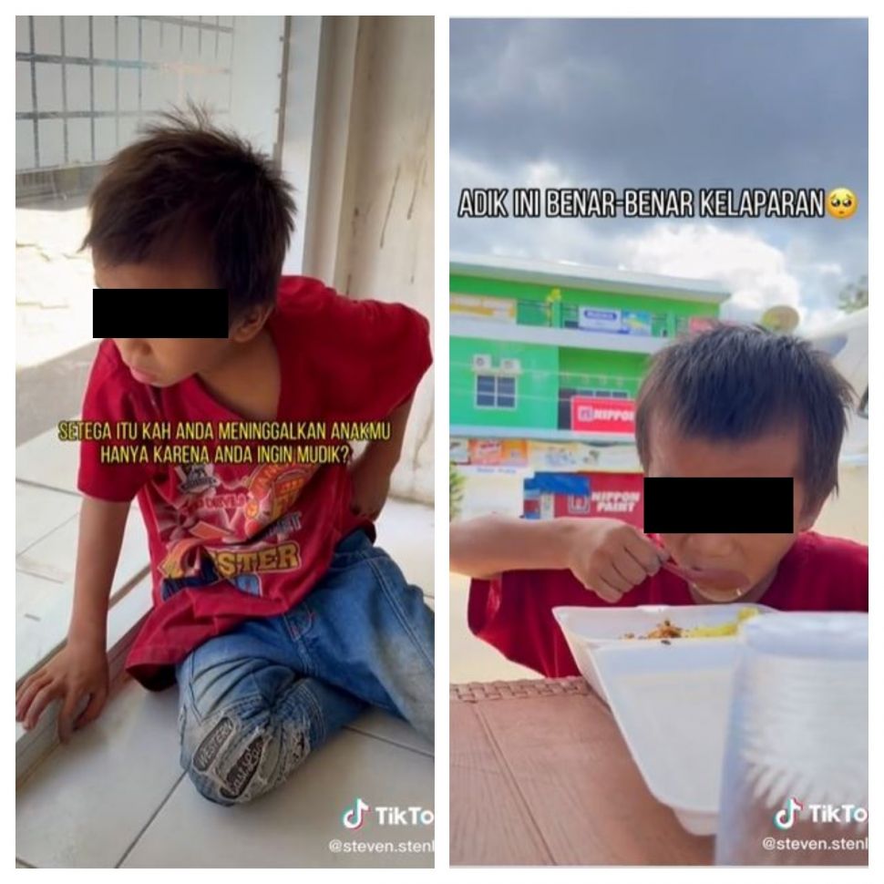 Anak ditinggal orang tua mudik (TikTok @steven.stenlyy)