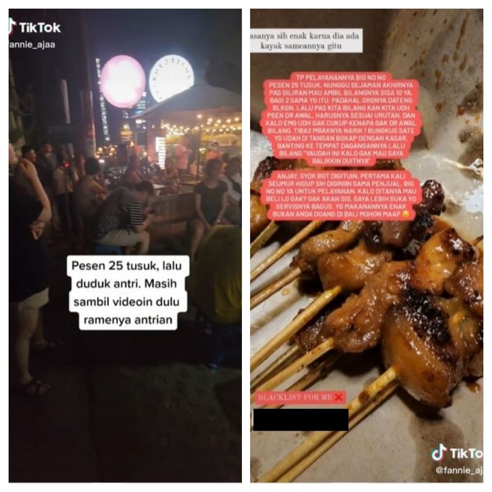 Sate babi enak dengan pelayanan mengecewakan (TikTok @fannie_ajaa)