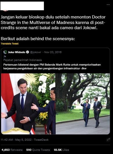 Jokowi Diledek Jadi Cameo Doctor Strange 2. (Twitter)