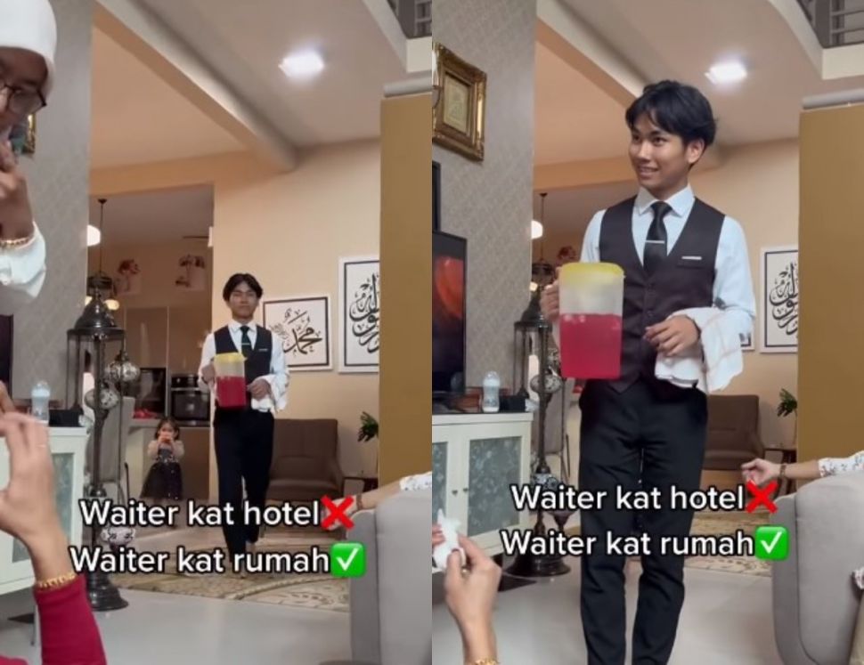 Jadi waiter di rumah (instagram.com/kongsi.viral/)