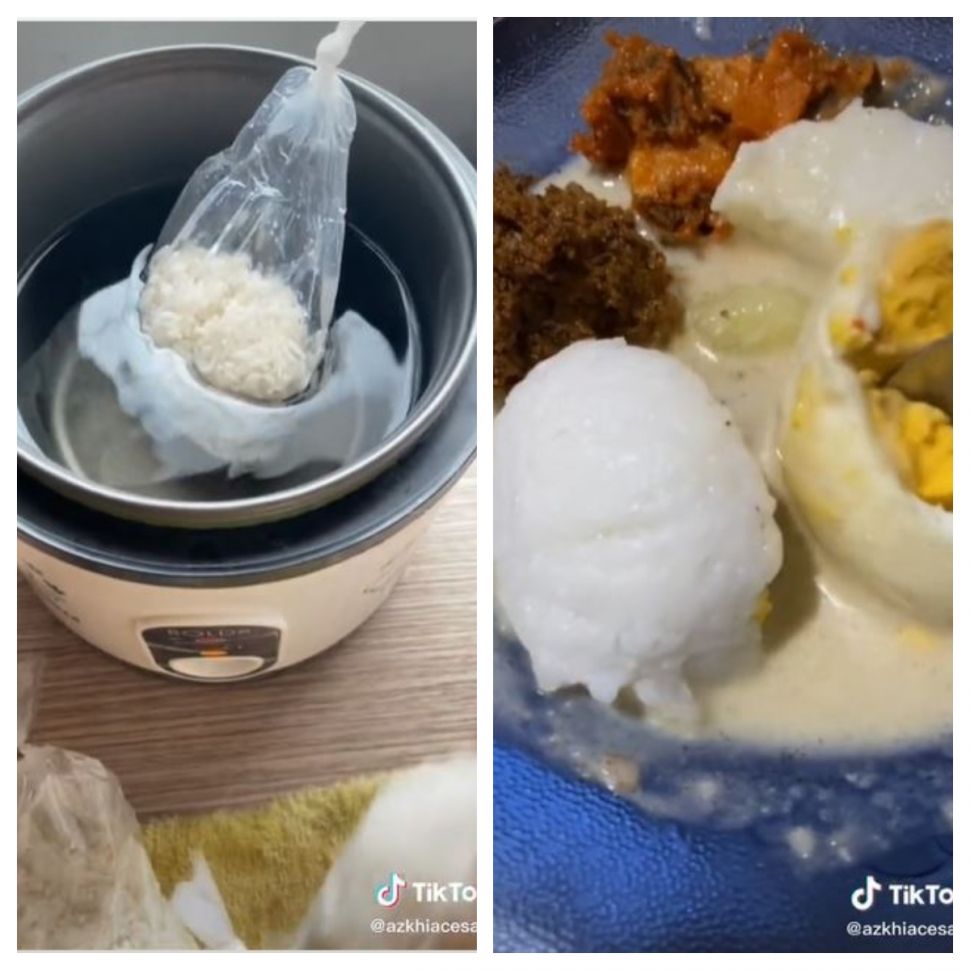 Lontong rice cooker (TikTok @azkhiacesara)