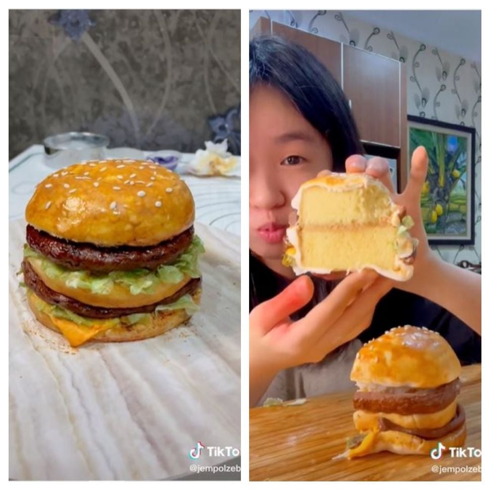 Kue tart burger (TikTok @jempolzebra)