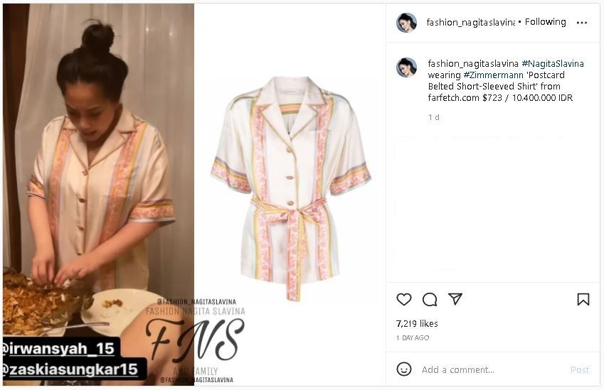 Harga Kemeja Nagita Slavina di Bali (instagram.com/fashion_nagitaslavina)