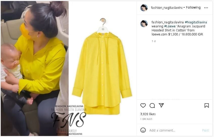 Harga Kemeja Kuning Nagita Slavina Bikin Silau (instagram.com/fashion_nagitaslavina)